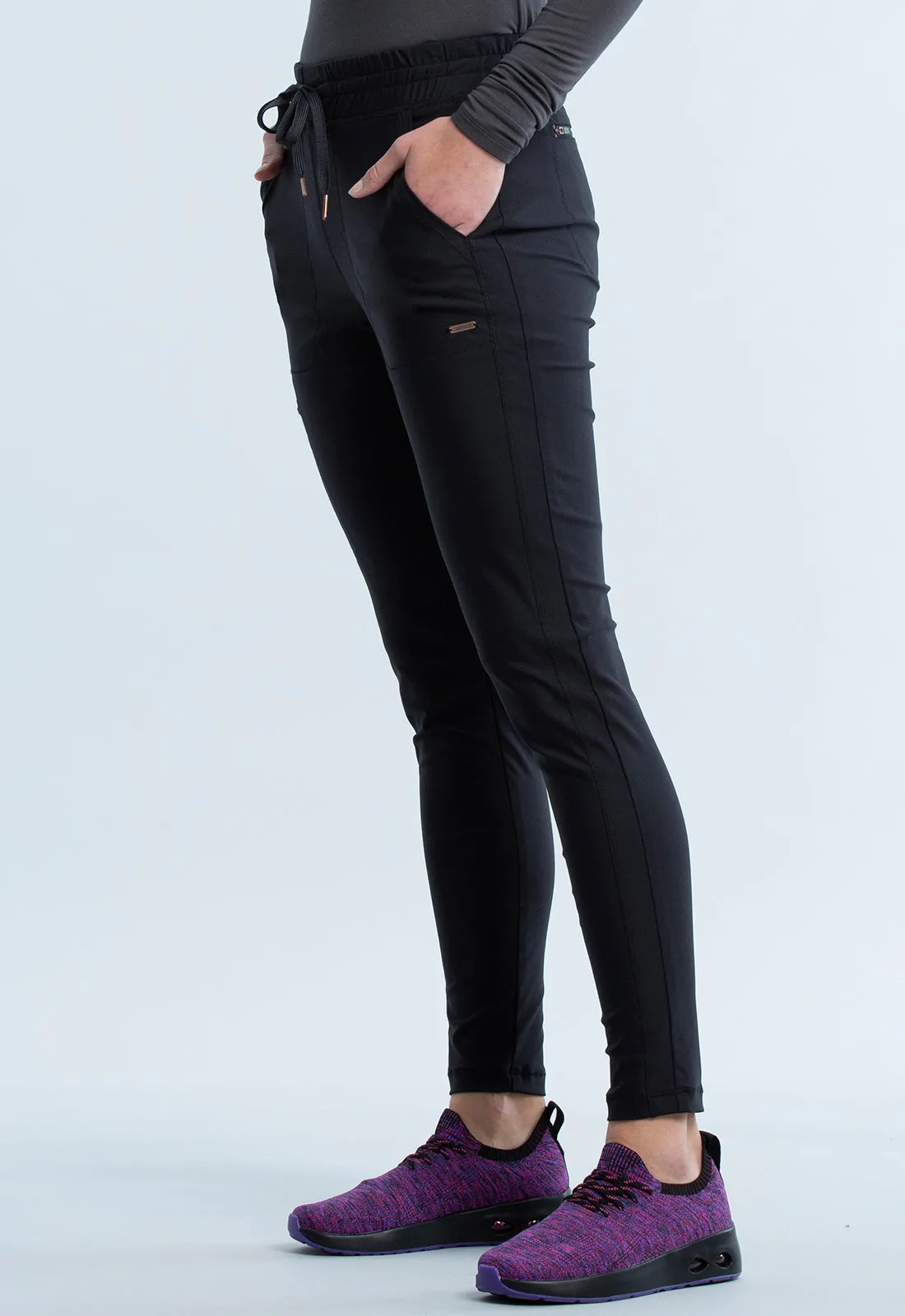 Scrub Pants - Cherokee Women's Form Mid Rise Tapered Leg Drawstring Pant - Black, CK095