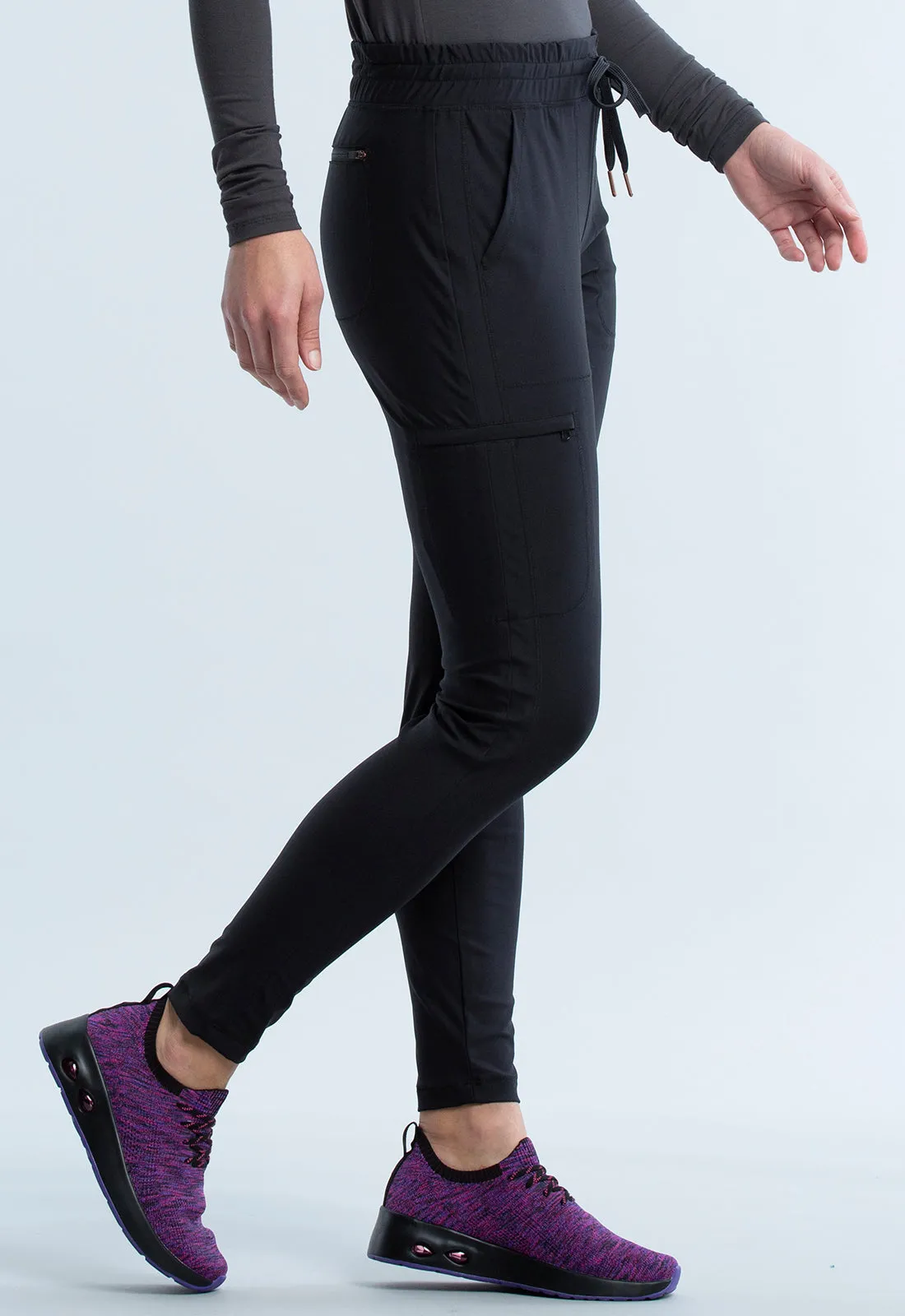 Scrub Pants - Cherokee Women's Form Mid Rise Tapered Leg Drawstring Pant - Black, CK095