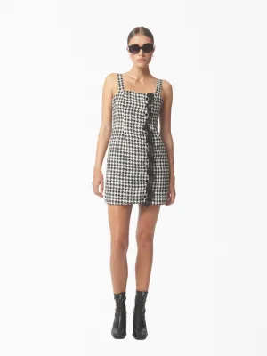 Sequined Houndstooth Bouclé-Knit Mini Dress In Black And White