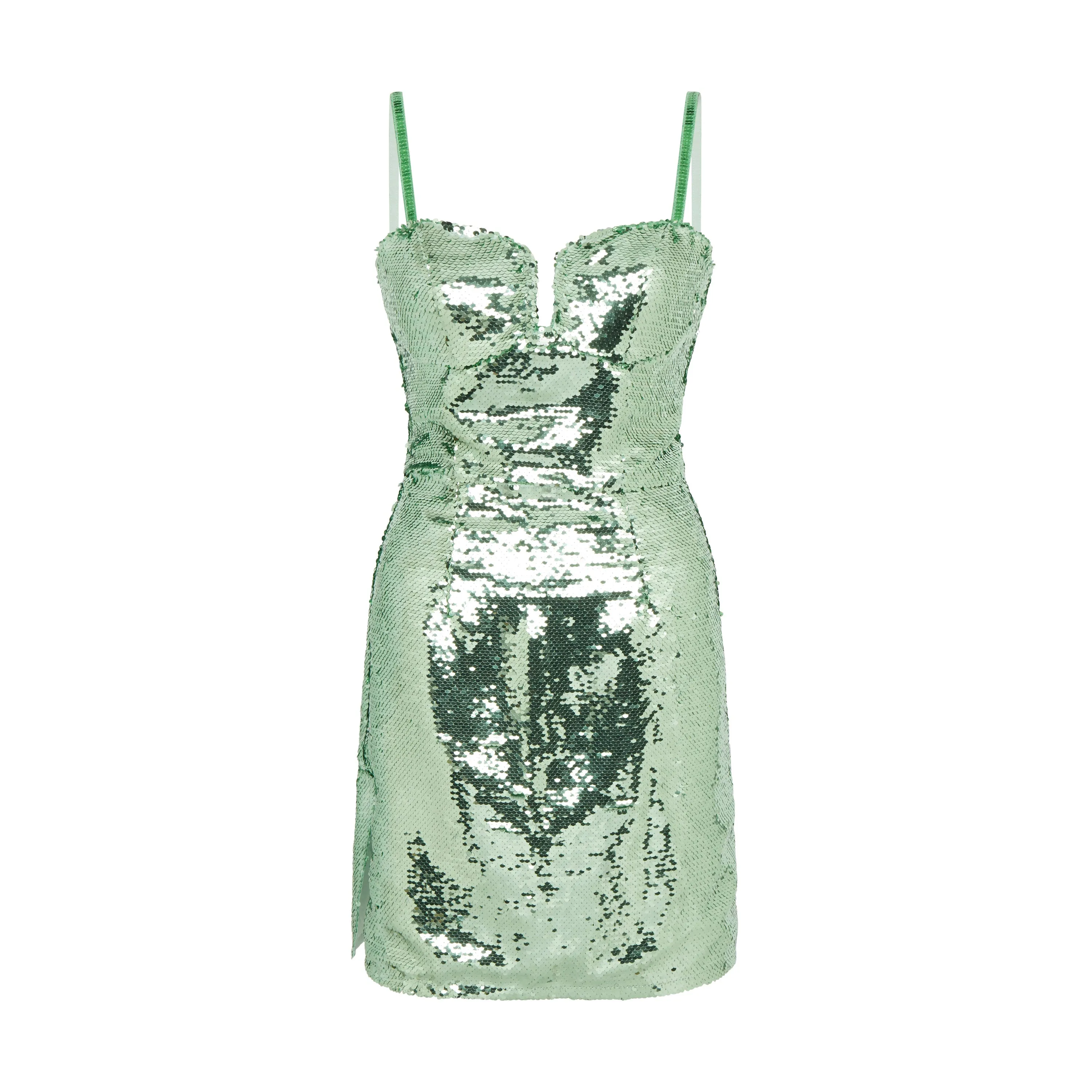 Sequined Mini Dress in Green Spring Rain