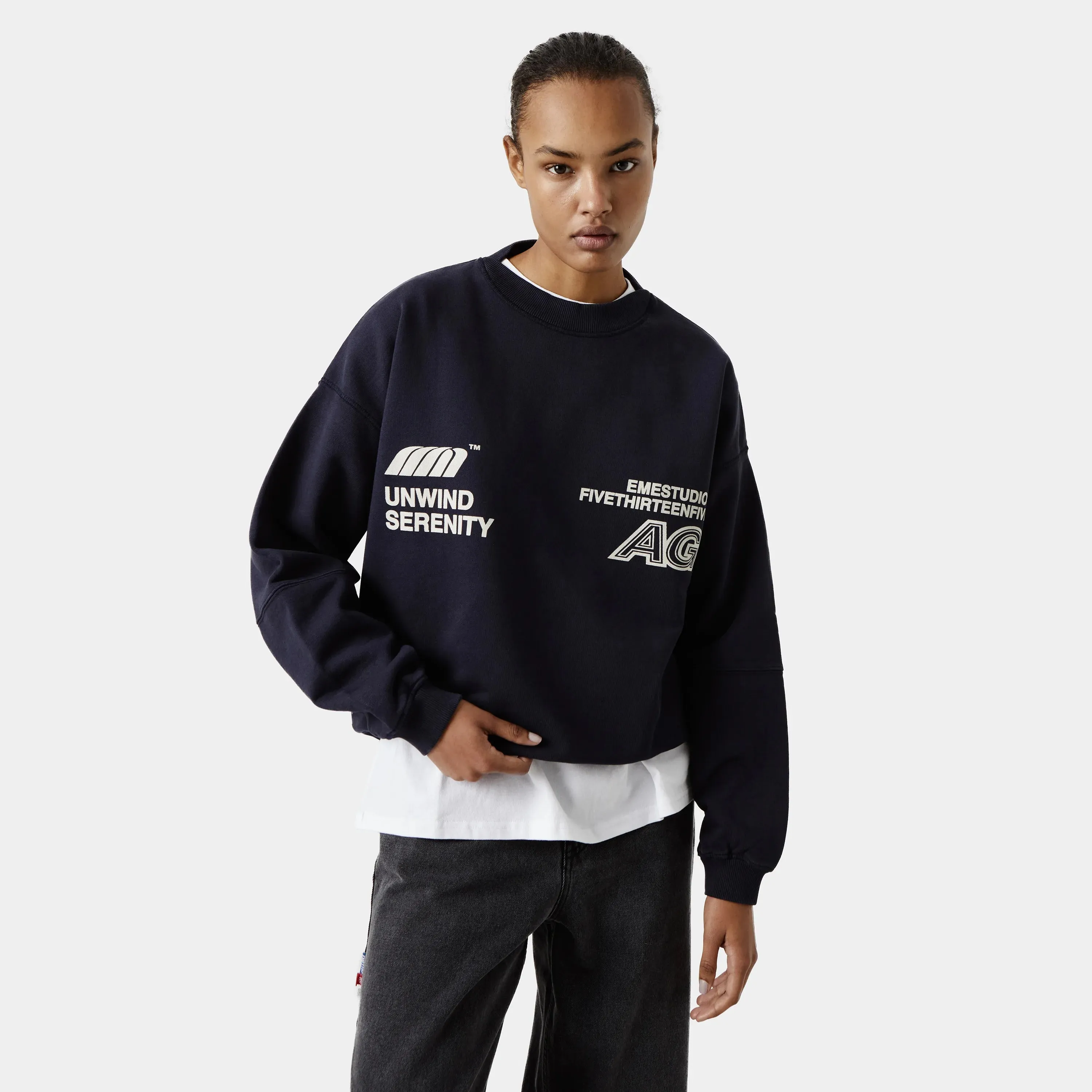 Serenity Dark Navy Oversized Crewneck