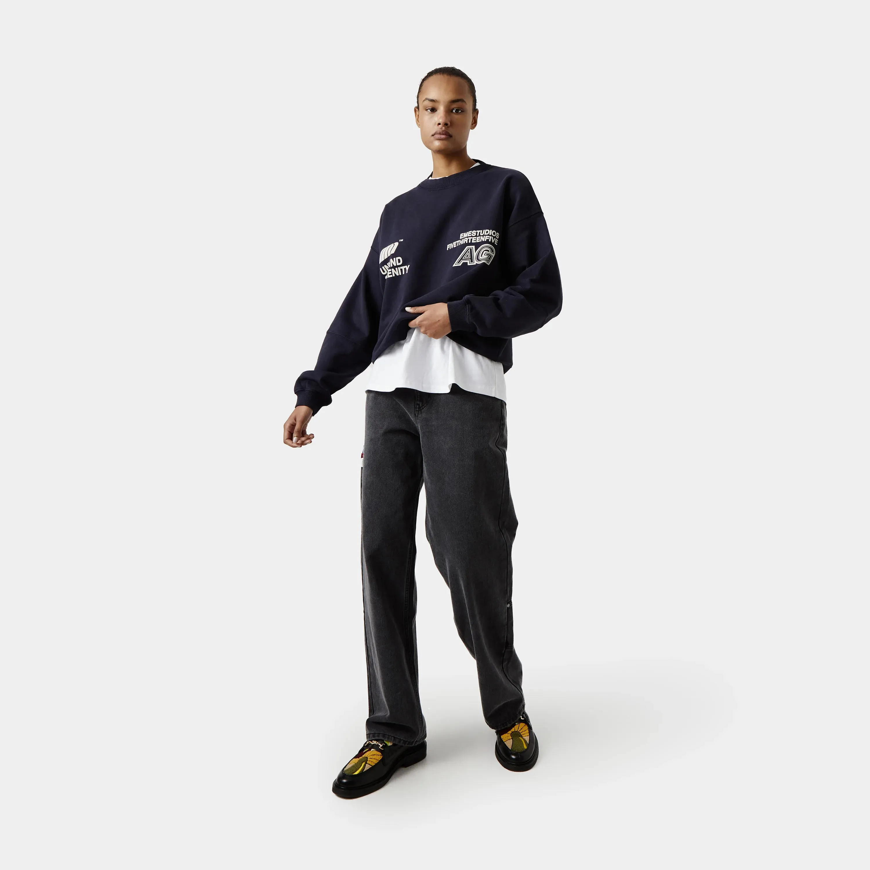 Serenity Dark Navy Oversized Crewneck