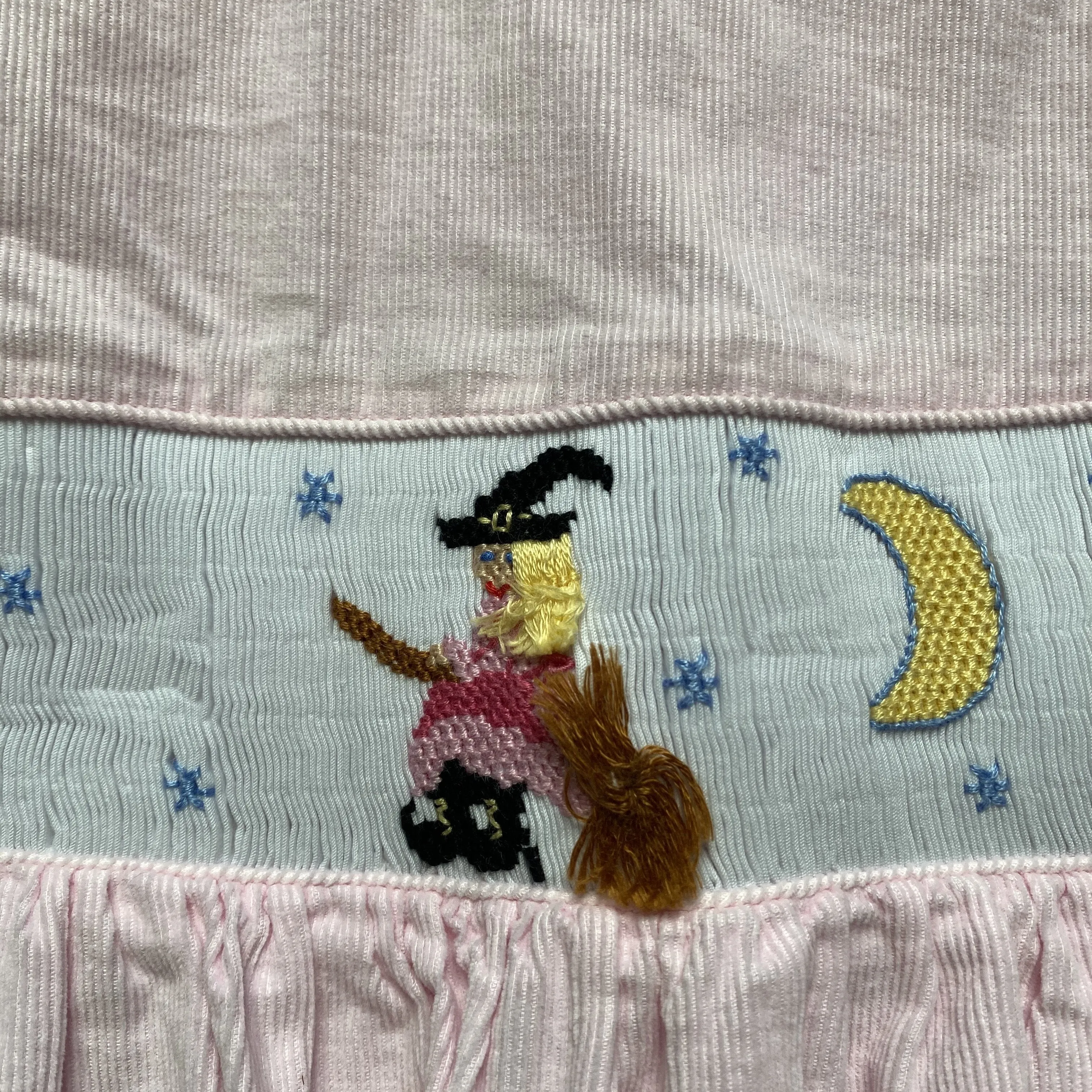 Silly Goose Pink Corduroy Witch Smocked Jumper Dress