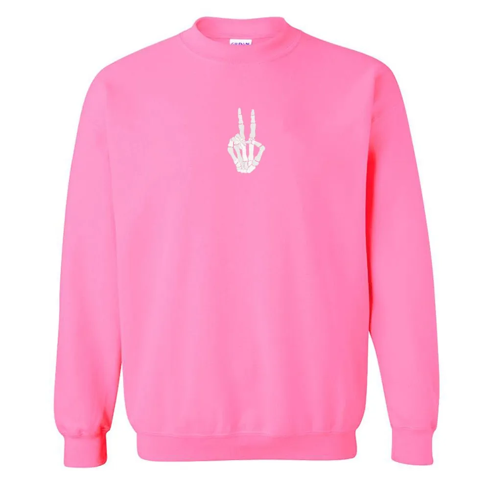 'Skeleton Peace Sign' Crewneck Sweatshirt