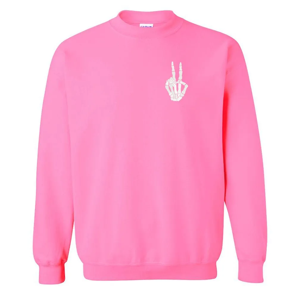 'Skeleton Peace Sign' Crewneck Sweatshirt