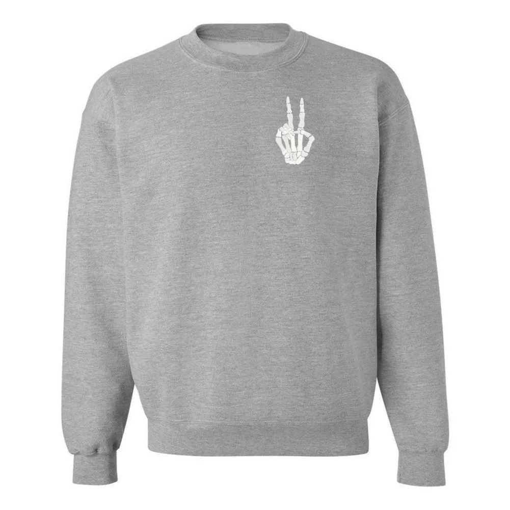 'Skeleton Peace Sign' Crewneck Sweatshirt