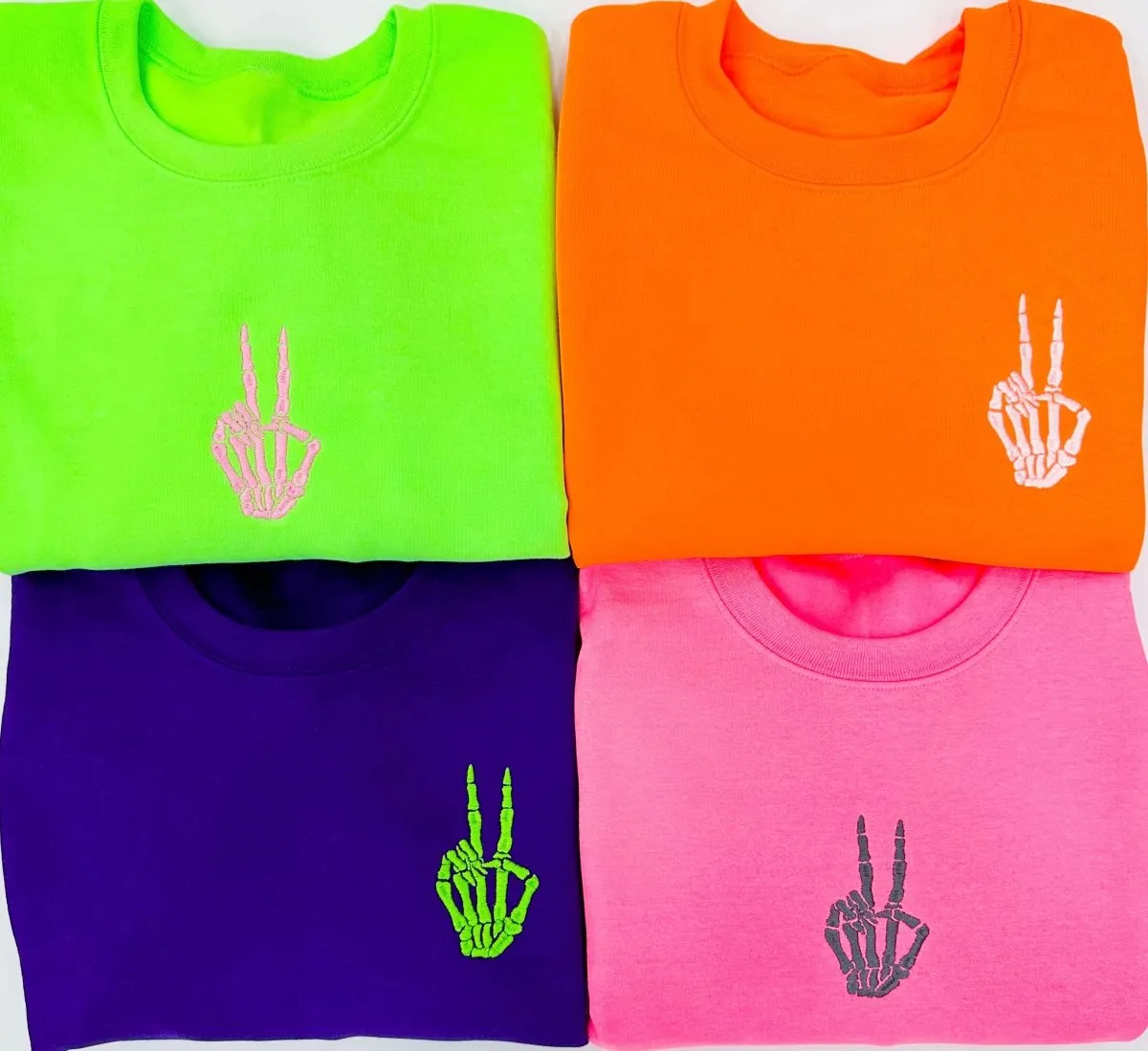 'Skeleton Peace Sign' Crewneck Sweatshirt