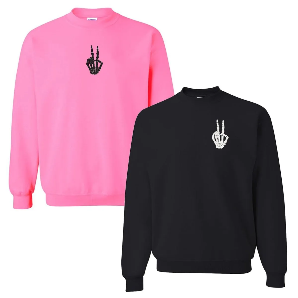 'Skeleton Peace Sign' Crewneck Sweatshirt