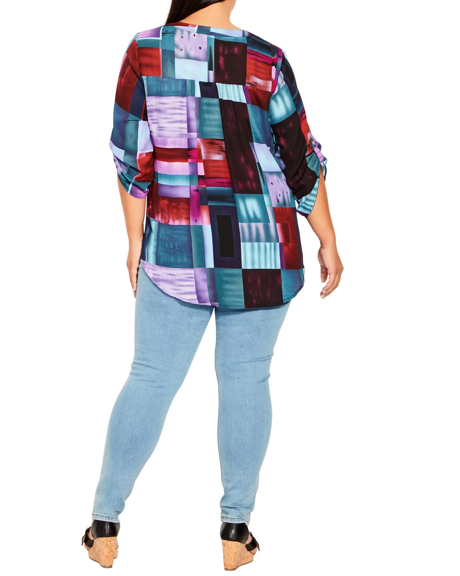 Sloane Eastbrook Print Top | Teal / Red