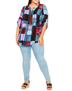 Sloane Eastbrook Print Top | Teal / Red