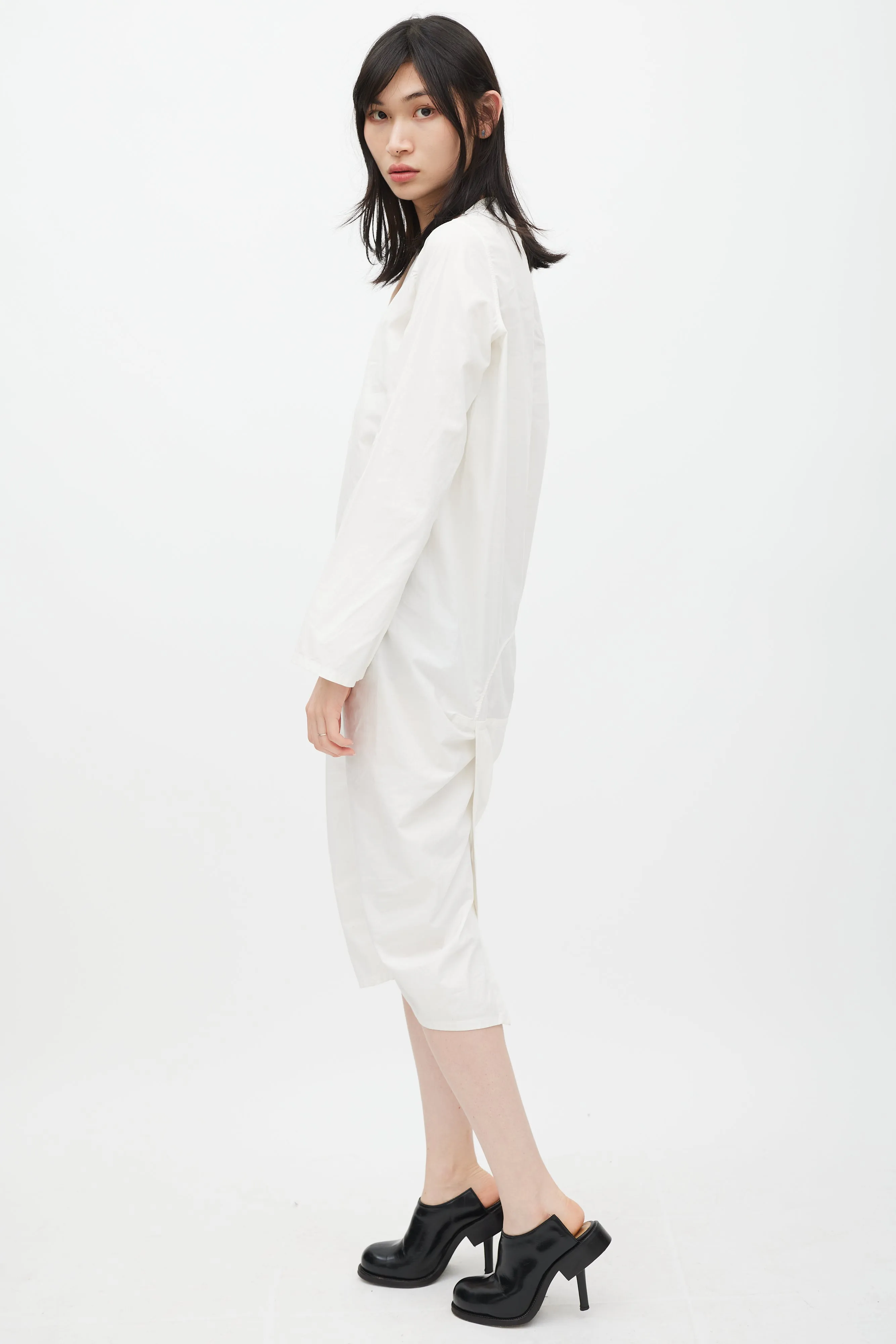 SS 2017 White V-Neck Shirt Dress
