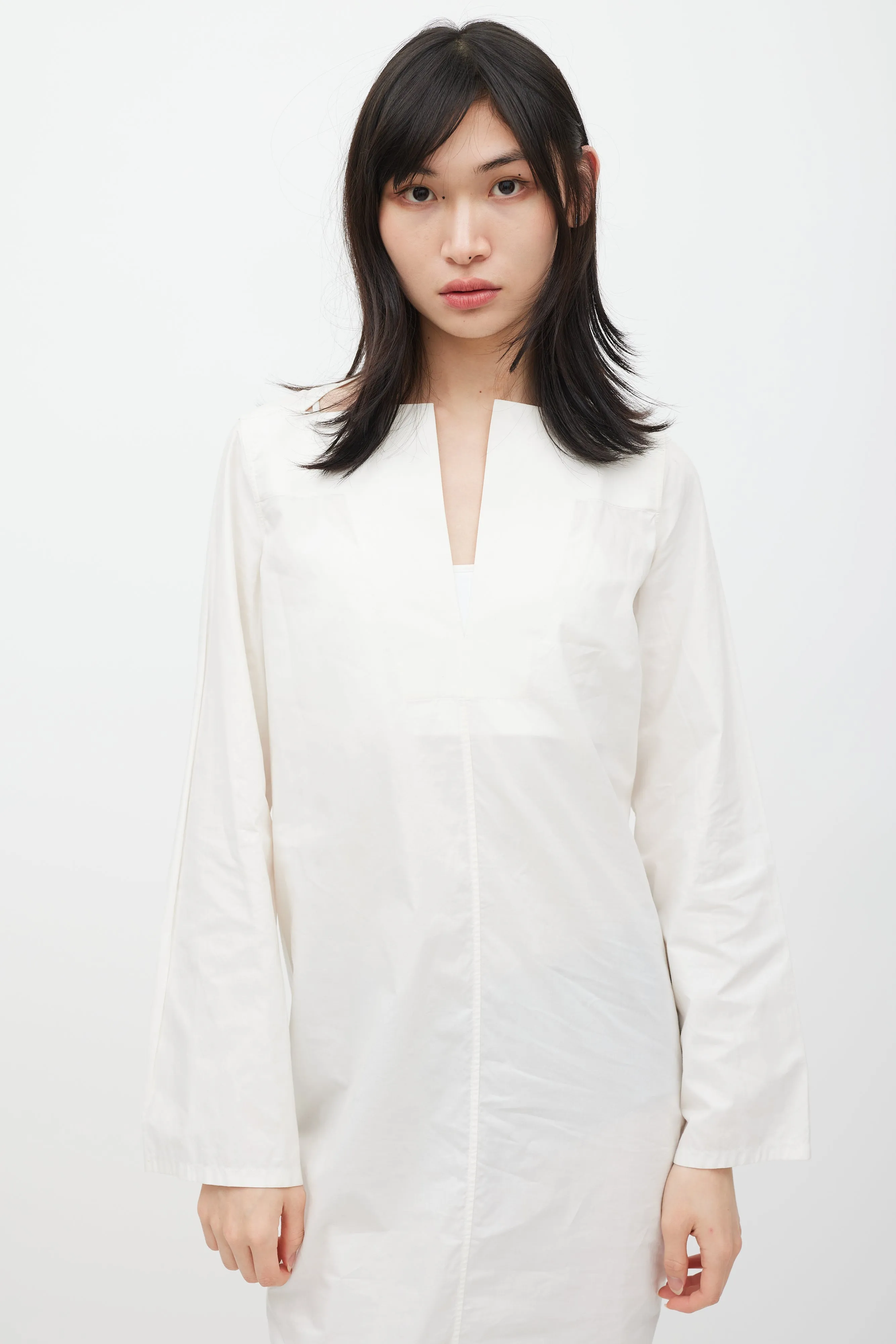 SS 2017 White V-Neck Shirt Dress