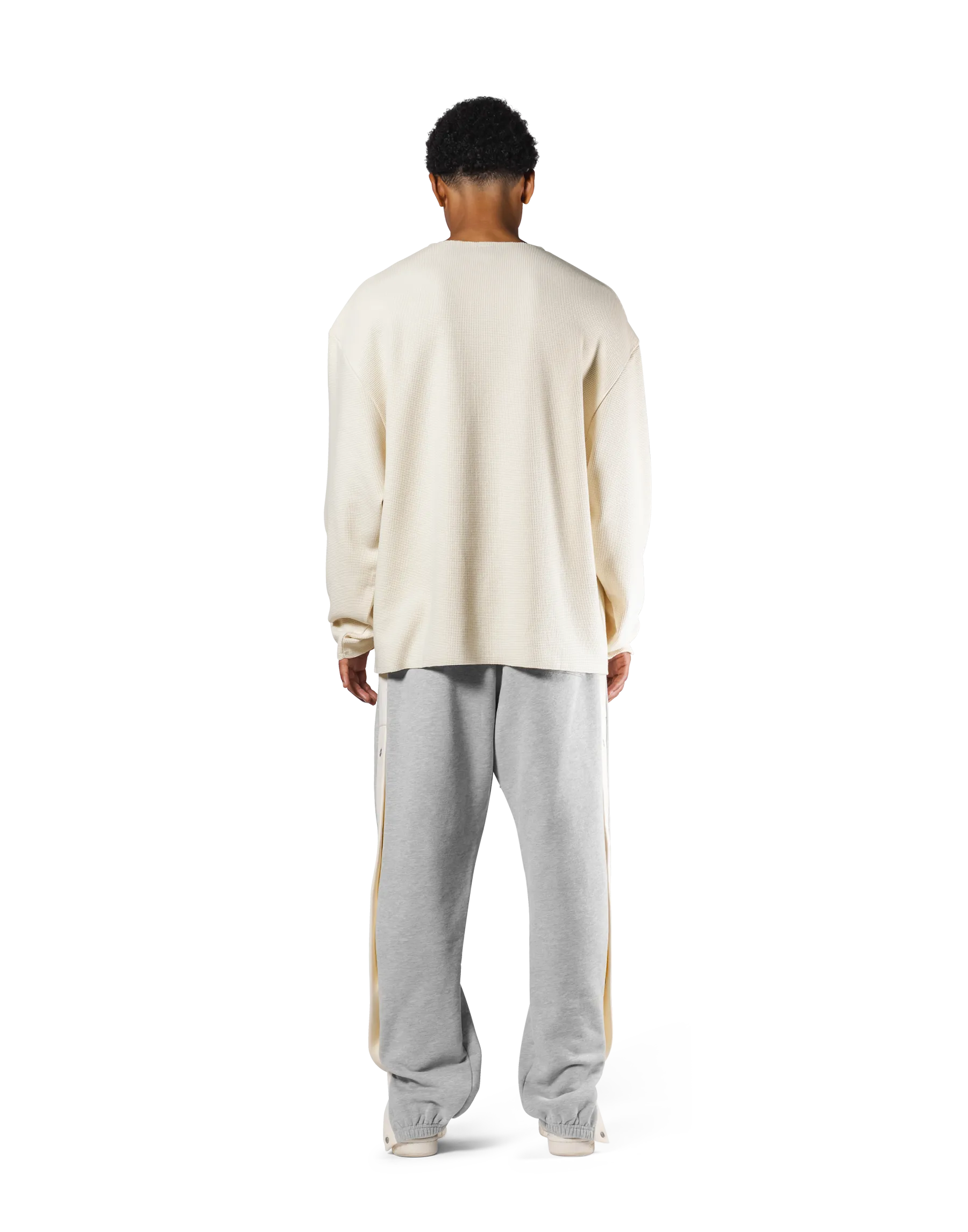 Thermal Knit Loose Long T-Shirt - Cream
