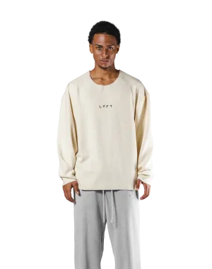Thermal Knit Loose Long T-Shirt - Cream