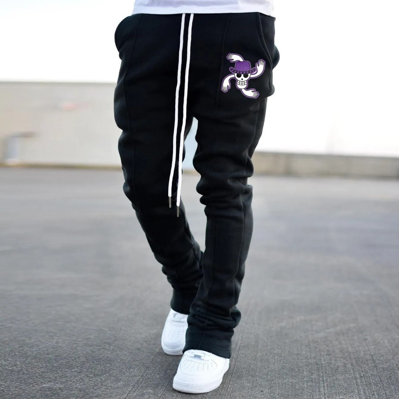 Trendy brand printed fashion street flared trousers