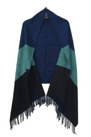 Triple Blocked Color Blanket Wrap