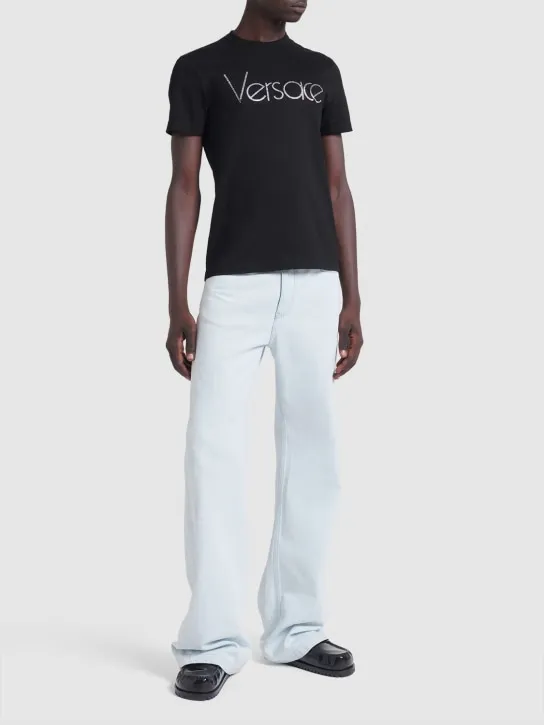 Versace   Versace logo embroidered t-shirt 