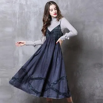 Vintage Autumn Denim Dress