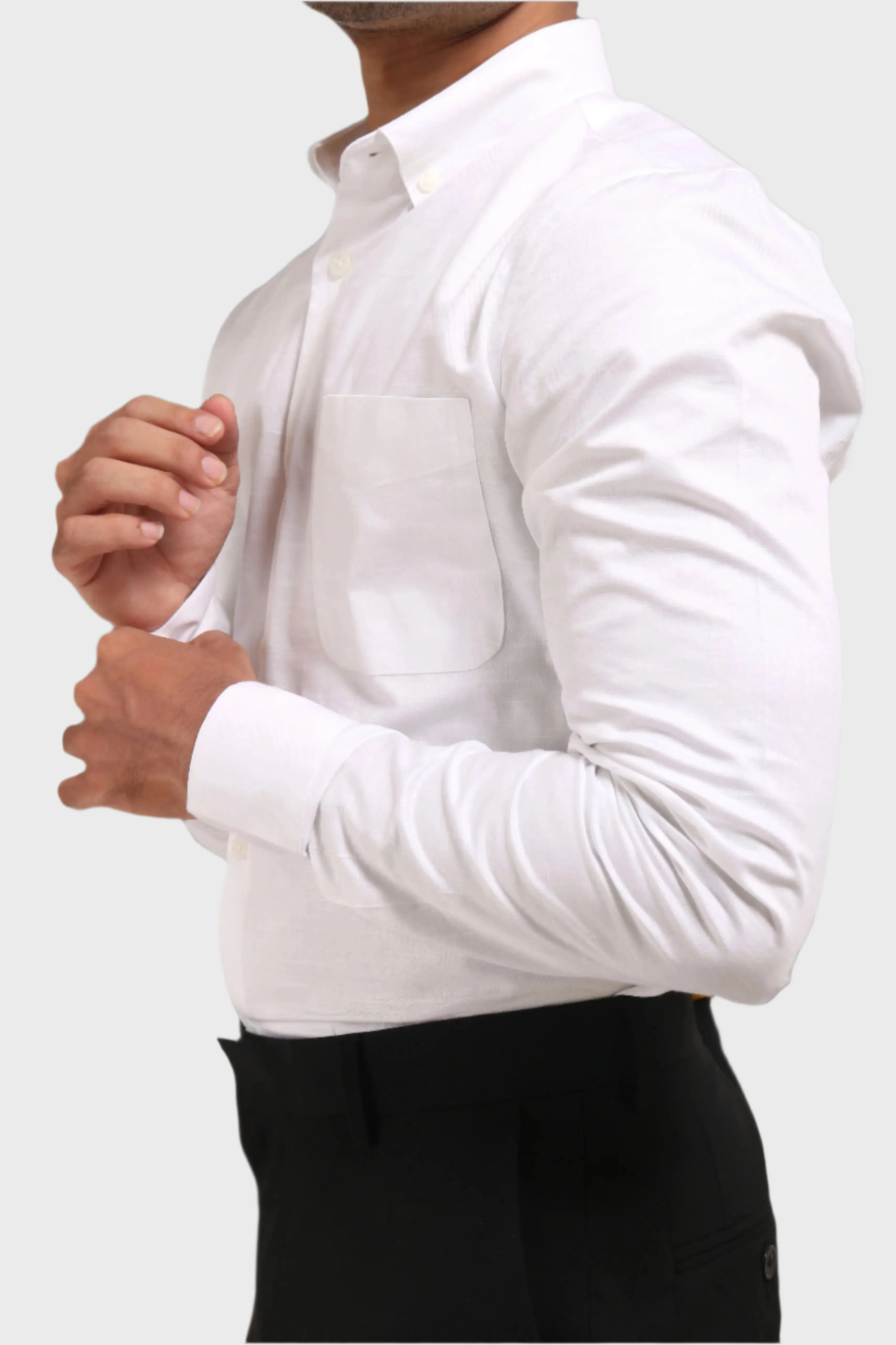 WHITE SATIN SLUB SLIM FIT SHIRT