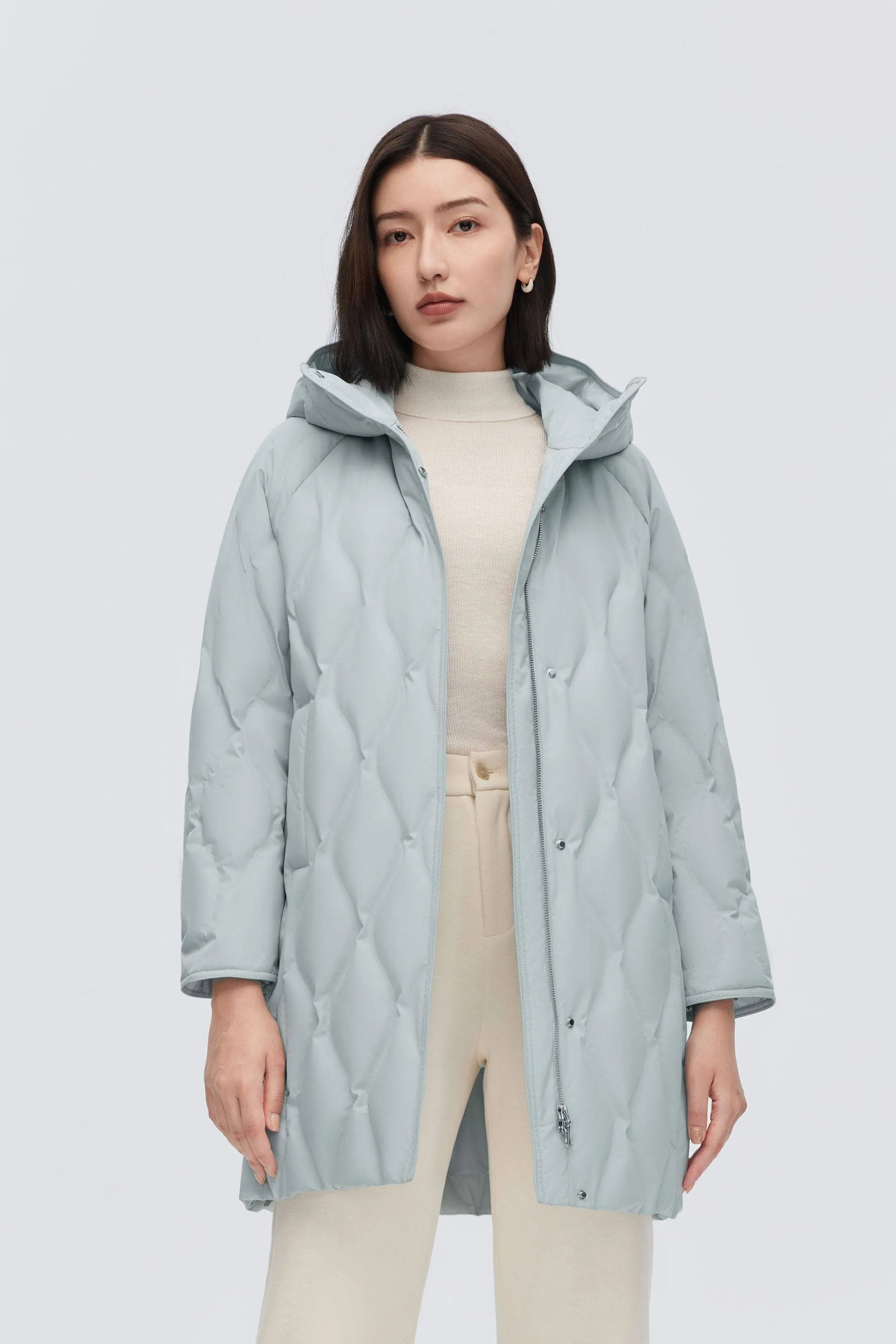 Women's Classic Business Thigh Length Goose Down Coat